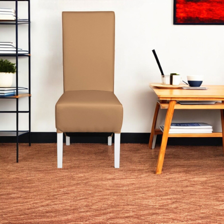 Set 2 scaune living VANESSA, picioare lemn alb, piele ecologica bej inchis, 47x60x110 cm [4]