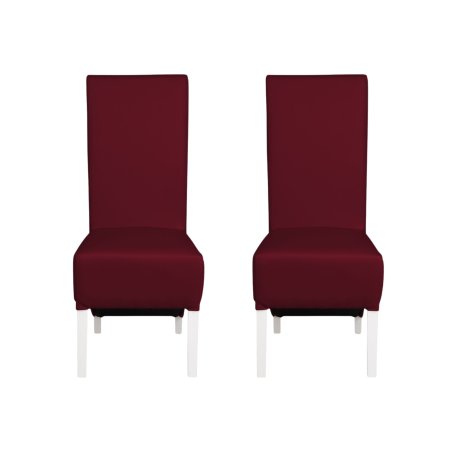 Scaune Dining - Set 2 scaune living VANESSA, picioare lemn alb, piele ecologica bordo, 47x60x110 cm