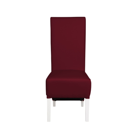 Scaune Dining - Set 2 scaune living VANESSA, picioare lemn alb, piele ecologica bordo, 47x60x110 cm