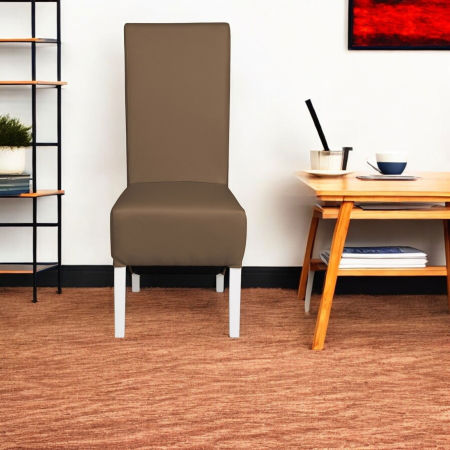 Set 2 scaune living VANESSA, picioare lemn alb, piele ecologica cappuccino, 47x60x110 cm [4]