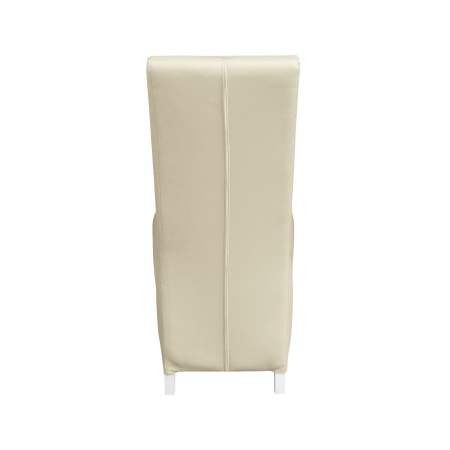 Produs în România - Set 2 scaune living VANESSA, picioare lemn alb, piele ecologica crem, 47x60x110 cm