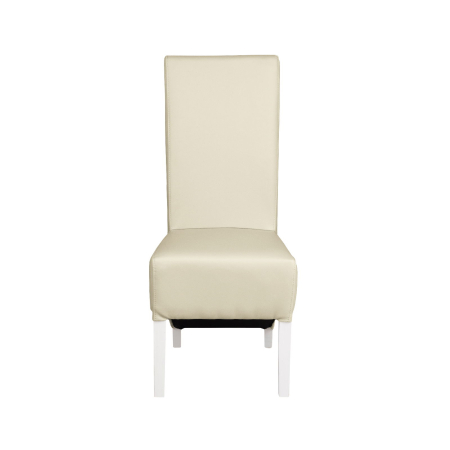 Produs în România - Set 2 scaune living VANESSA, picioare lemn alb, piele ecologica crem, 47x60x110 cm