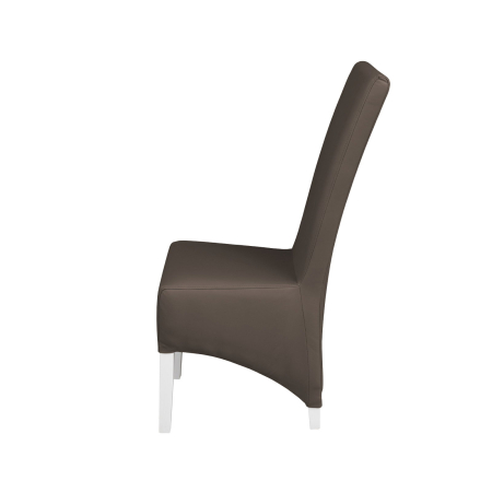 Produs în România - Set 2 scaune living VANESSA, picioare lemn alb, piele ecologica gri elefant, 47x60x110 cm
