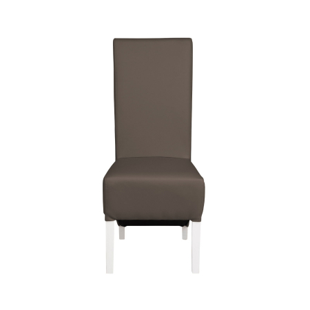 Produs în România - Set 2 scaune living VANESSA, picioare lemn alb, piele ecologica gri elefant, 47x60x110 cm
