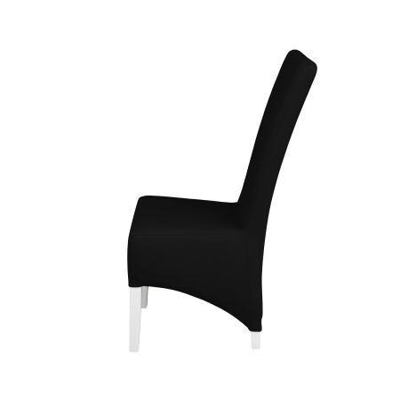 Produs în România - Set 2 scaune living VANESSA, picioare lemn alb, piele ecologica negru, 47x60x110 cm