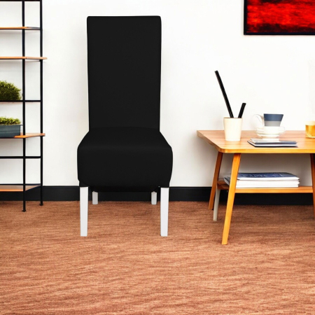 Set 2 scaune living VANESSA, picioare lemn alb, piele ecologica negru, 47x60x110 cm [4]