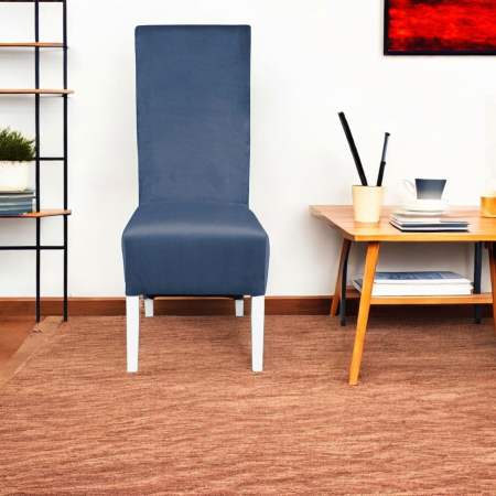Set 2 scaune living VANESSA, picioare lemn alb, stofa albastru deschis, 47x60x110 cm [4]