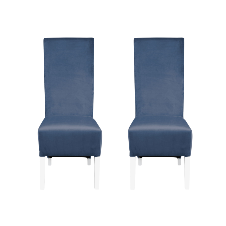 Produs în România - Set 2 scaune living VANESSA, picioare lemn alb, stofa albastru deschis, 47x60x110 cm