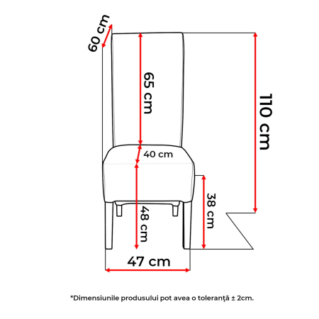 Set 2 scaune living VANESSA, picioare lemn alb, stofa gri inchis, 47x60x110 cm [6]