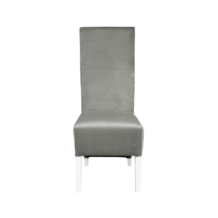 Produs în România - Set 2 scaune living VANESSA, picioare lemn alb, stofa bej, 47x60x110 cm