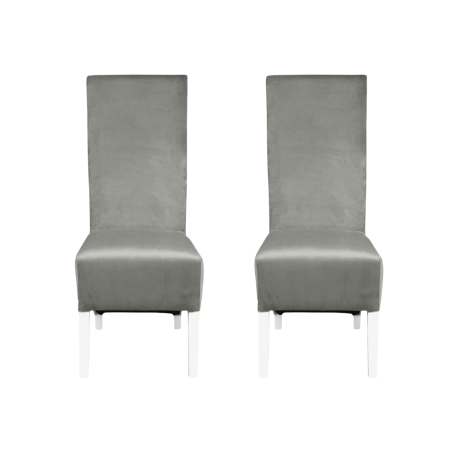 Produs în România - Set 2 scaune living VANESSA, picioare lemn alb, stofa bej, 47x60x110 cm