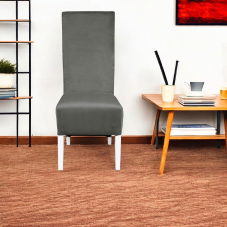 Set 2 scaune living VANESSA, picioare lemn alb, stofa gri deschis, 47x60x110 cm [4]