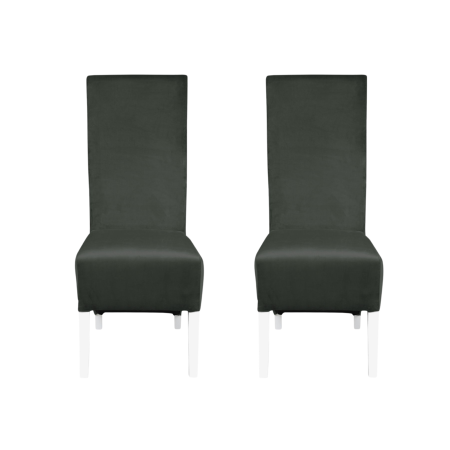 Produs în România - Set 2 scaune living VANESSA, picioare lemn alb, stofa gri inchis, 47x60x110 cm