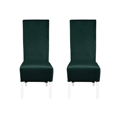 Produs în România - Set 2 scaune living VANESSA, picioare lemn alb, stofa verde smarald, 47x60x110 cm