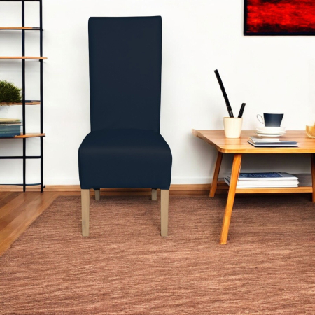 Set 2 scaune living VANESSA, picioare lemn natur, piele ecologica albastru, 47x60x110 cm [4]