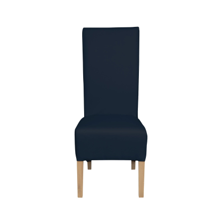 Produs în România - Set 2 scaune living VANESSA, picioare lemn natur, piele ecologica albastru, 47x60x110 cm