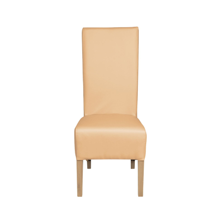 Produs în România - Set 2 scaune living VANESSA, picioare lemn natur, piele ecologica bej, 47x60x110 cm