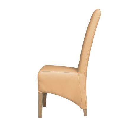 Produs în România - Set 2 scaune living VANESSA, picioare lemn natur, piele ecologica bej, 47x60x110 cm