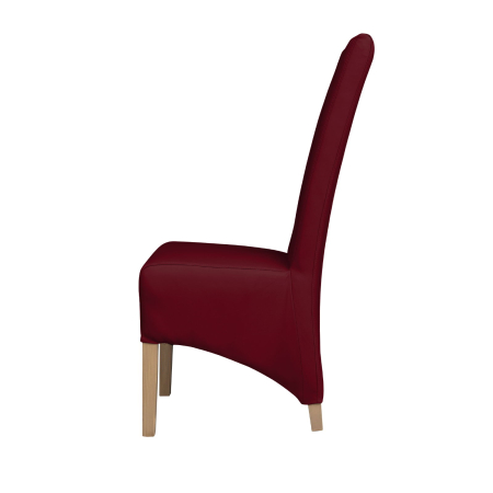 Produs în România - Set 2 scaune living VANESSA, picioare lemn natur, piele ecologica bordo, 47x60x110 cm