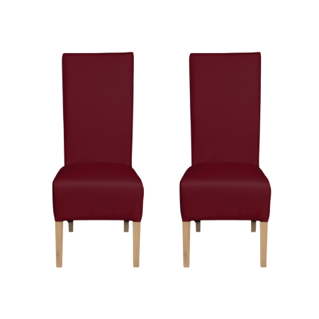 Produs în România - Set 2 scaune living VANESSA, picioare lemn natur, piele ecologica bordo, 47x60x110 cm