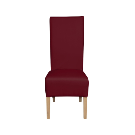 Produs în România - Set 2 scaune living VANESSA, picioare lemn natur, piele ecologica bordo, 47x60x110 cm