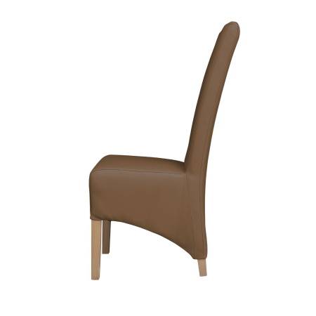 Produs în România - Set 2 scaune living VANESSA, picioare lemn natur, piele ecologica cappuccino, 47x60x110 cm