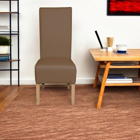Set 2 scaune living VANESSA, picioare lemn natur, piele ecologica cappuccino, 47x60x110 cm [4]