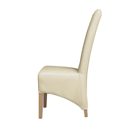 Produs în România - Set 2 scaune living VANESSA, picioare lemn natur, piele ecologica crem, 47x60x110 cm