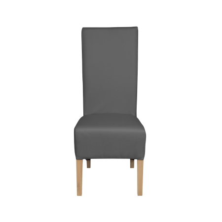 Produs în România - Set 2 scaune living VANESSA, picioare lemn natur, piele ecologica gri, 47x60x110 cm