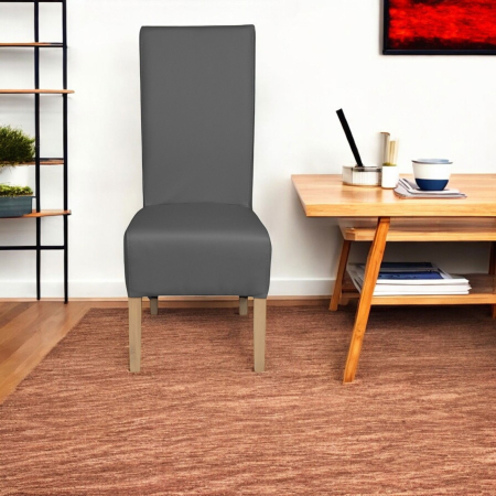 Set 2 scaune living VANESSA, picioare lemn natur, piele ecologica gri, 47x60x110 cm [4]
