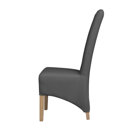 Produs în România - Set 2 scaune living VANESSA, picioare lemn natur, piele ecologica gri, 47x60x110 cm