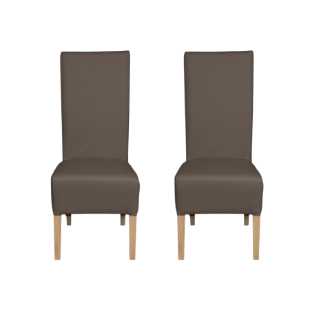 Produs în România - Set 2 scaune living VANESSA, picioare lemn natur, piele ecologica gri elefant, 47x60x110 cm