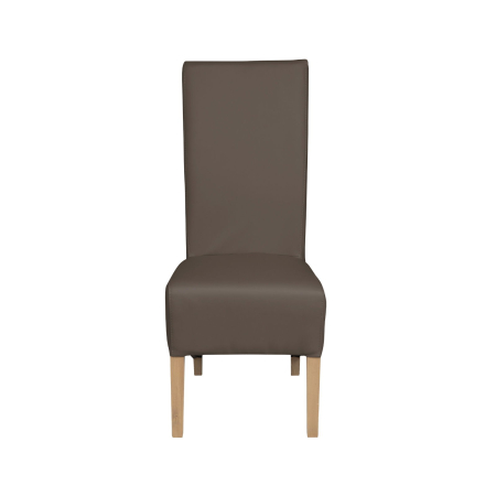 Produs în România - Set 2 scaune living VANESSA, picioare lemn natur, piele ecologica gri elefant, 47x60x110 cm