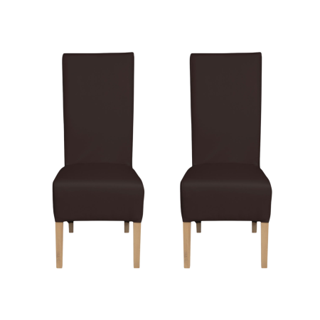 Produs în România - Set 2 scaune living VANESSA, picioare lemn natur, piele ecologica maro inchis, 47x60x110 cm