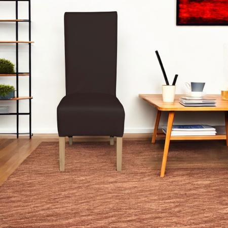 Set 2 scaune living VANESSA, picioare lemn natur, piele ecologica maro inchis, 47x60x110 cm [4]