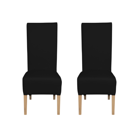 Produs în România - Set 2 scaune living VANESSA, picioare lemn natur, piele ecologica negru, 47x60x110 cm