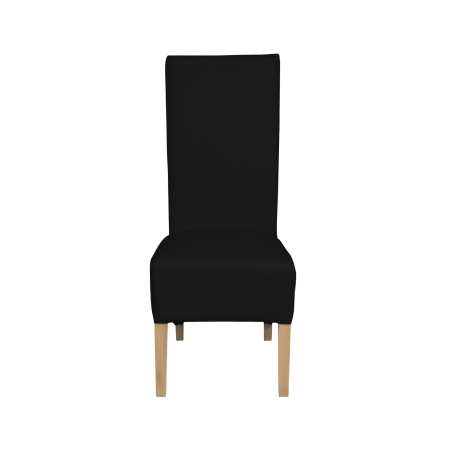 Produs în România - Set 2 scaune living VANESSA, picioare lemn natur, piele ecologica negru, 47x60x110 cm