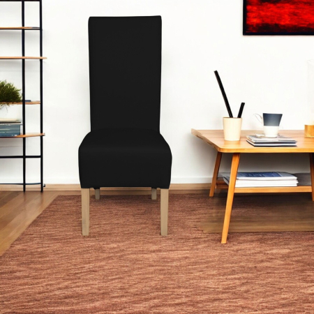 Set 2 scaune living VANESSA, picioare lemn natur, piele ecologica negru, 47x60x110 cm [4]