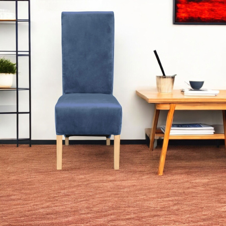 Set 2 scaune living VANESSA, picioare lemn natur, stofa albastru deschis, 47x60x110 cm [4]