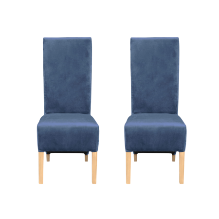 Produs în România - Set 2 scaune living VANESSA, picioare lemn natur, stofa albastru deschis, 47x60x110 cm