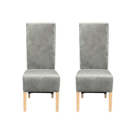 Produs în România - Set 2 scaune living VANESSA, picioare lemn natur, stofa bej, 47x60x110 cm