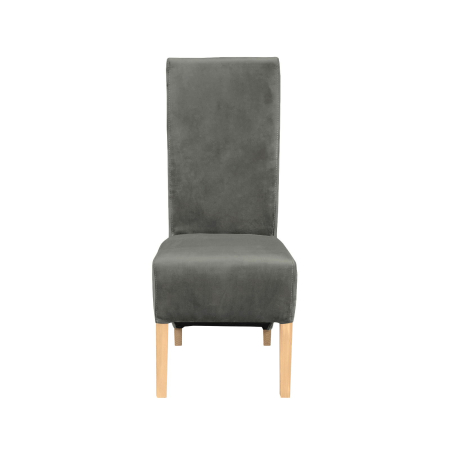 Produs în România - Set 2 scaune living VANESSA, picioare lemn natur, stofa gri deschis, 47x60x110 cm