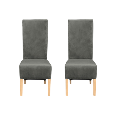 Produs în România - Set 2 scaune living VANESSA, picioare lemn natur, stofa gri deschis, 47x60x110 cm