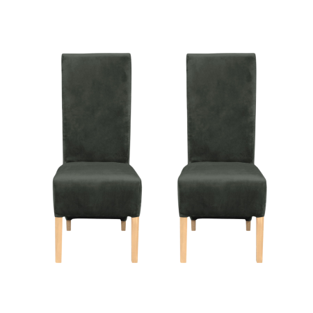 Produs în România - Set 2 scaune living VANESSA, picioare lemn natur, stofa gri inchis, 47x60x110 cm