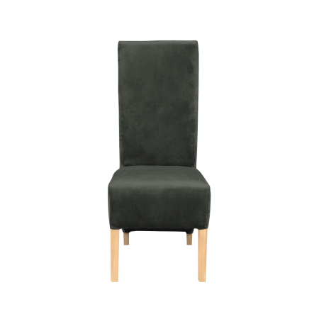 Produs în România - Set 2 scaune living VANESSA, picioare lemn natur, stofa gri inchis, 47x60x110 cm