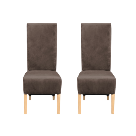 Produs în România - Set 2 scaune living VANESSA, picioare lemn natur, stofa maro, 47x60x110 cm