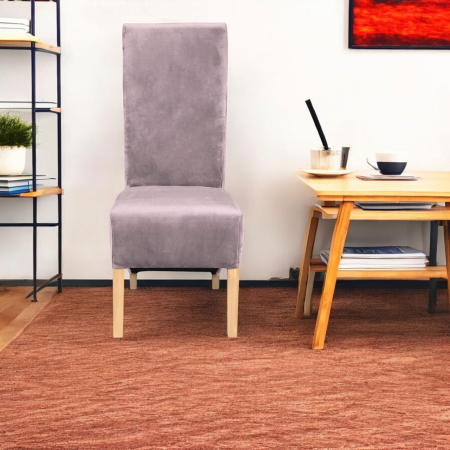 Set 2 scaune living VANESSA, picioare lemn natur, stofa roz pudra, 47x60x110 cm [4]
