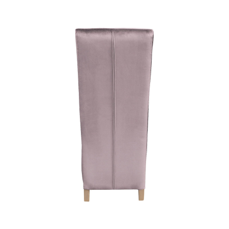 Produs în România - Set 2 scaune living VANESSA, picioare lemn natur, stofa roz pudra, 47x60x110 cm