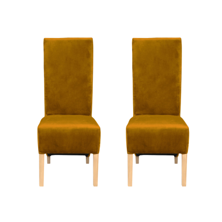 Produs în România - Set 2 scaune living VANESSA, picioare lemn natur, stofa verde galben, 47x60x110 cm