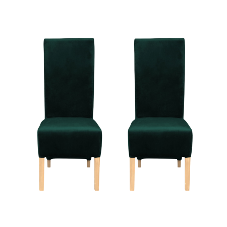 Produs în România - Set 2 scaune living VANESSA, picioare lemn natur, stofa verde smarald, 47x60x110 cm